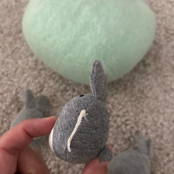 Lovevery Baby Bunny Rabbits  in a Mint Green Felt Burrow Nest with Handle - Picture 4 of 9